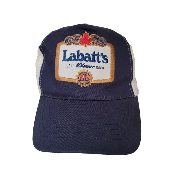Labatt's Pilsner Beer Embroidered Snapback Blue Trucker Hat Mesh Cap one size - Picture 1 of 4